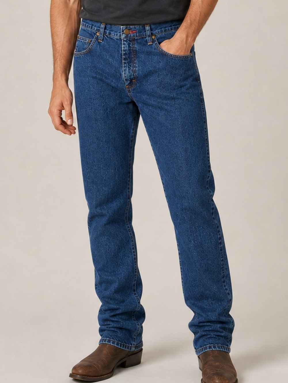 Wrangler PBR Slim Fit Jeans Blue Denim Men’s 36x32 Western Cowboy Rodeocore